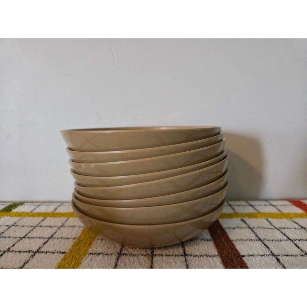 8 Boonton Melamine Bowls Tan Beige 6305 Vintage MCM USA Made Set of 8